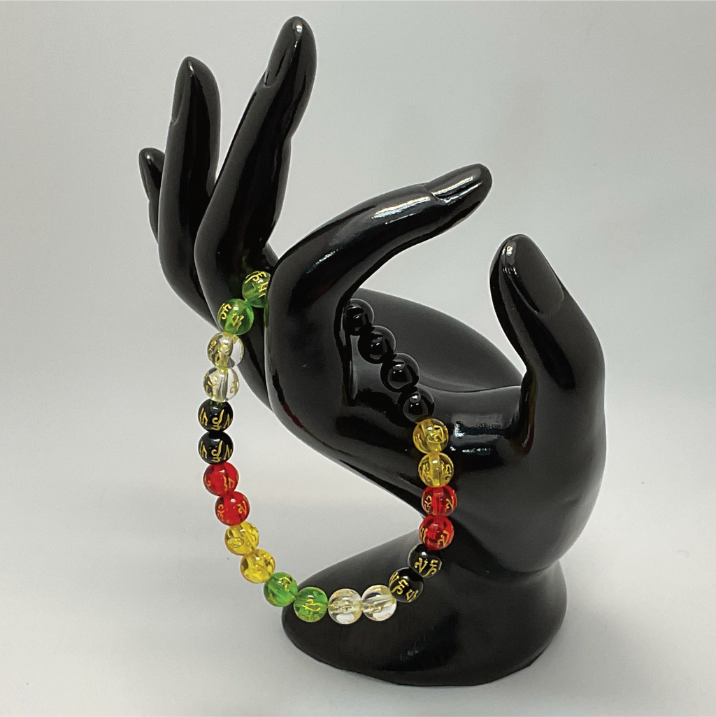 Amber Red Green Citrine Black Agate Pixiu Chakra Bracelet