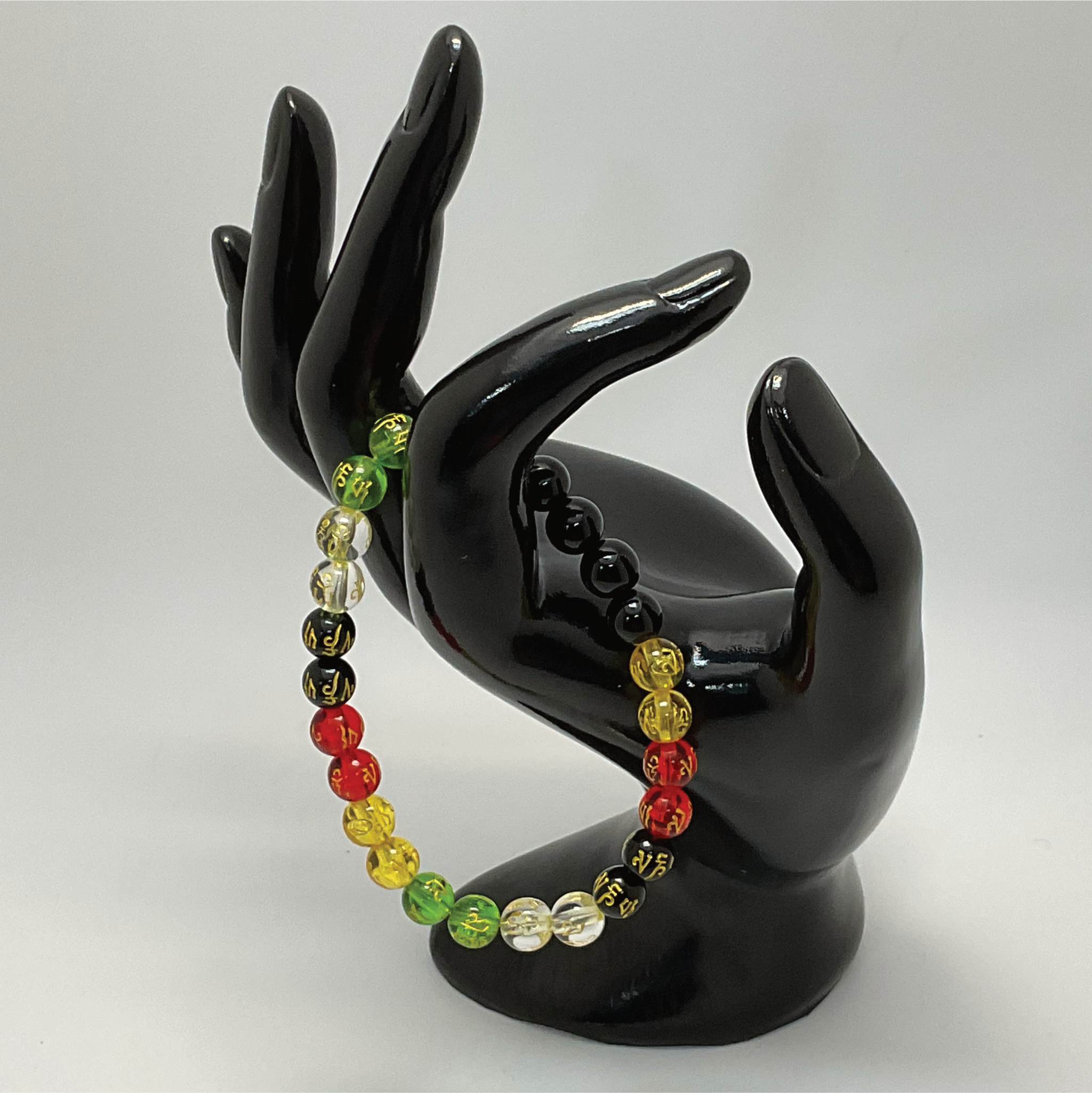 Pulsera de Chakra Pixiu de Ágata Negra Citrino Ámbar Rojo Verde