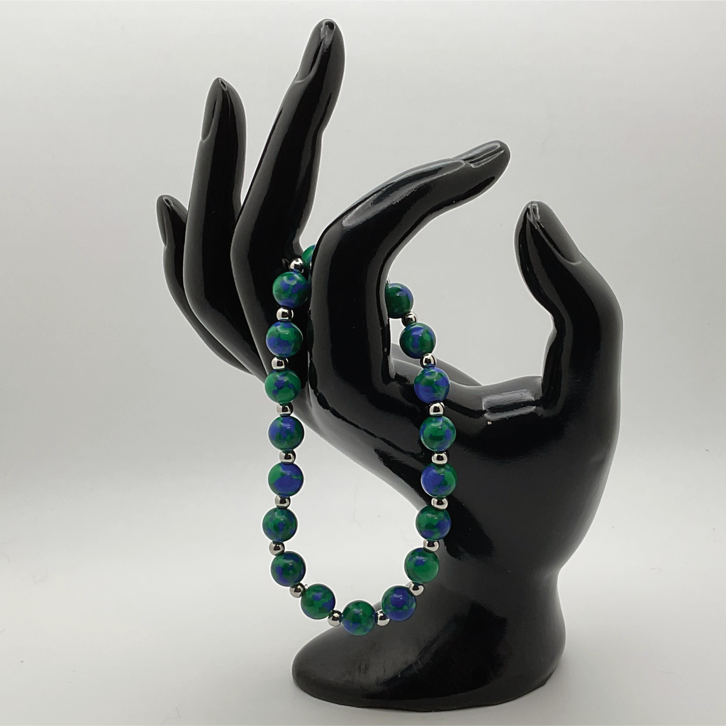 Pulsera de Azurita con Separadores de Plata