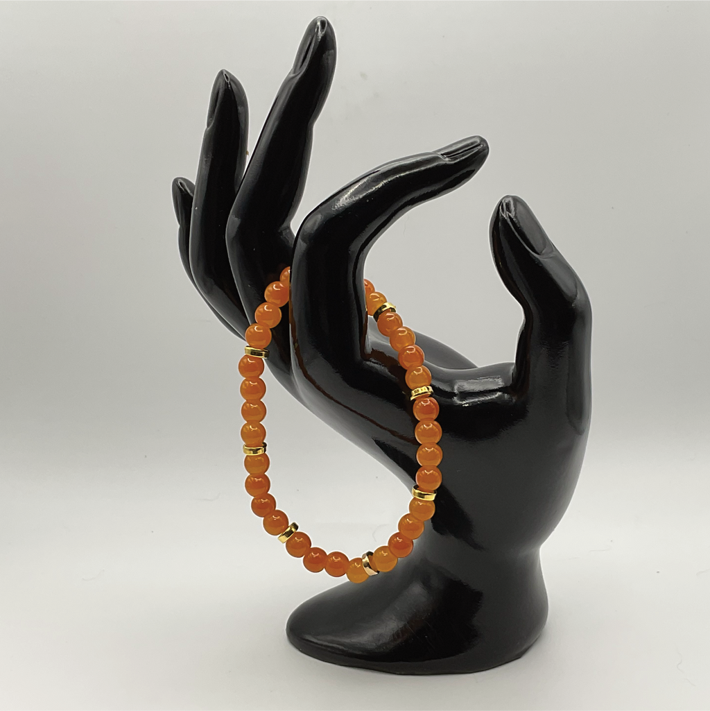 Orange Glass Bracelet with Gold Spacers
