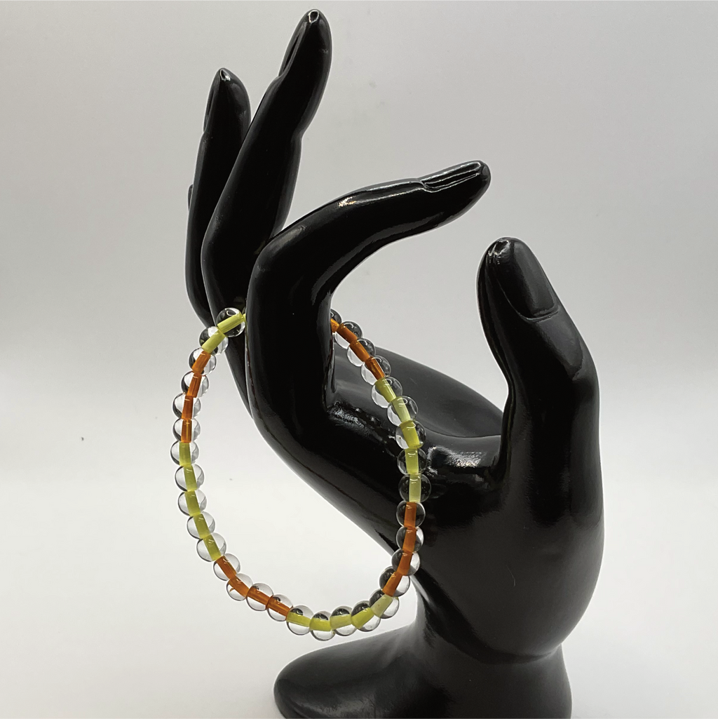 Clear Lined Yellow Orange Glass Bracelet