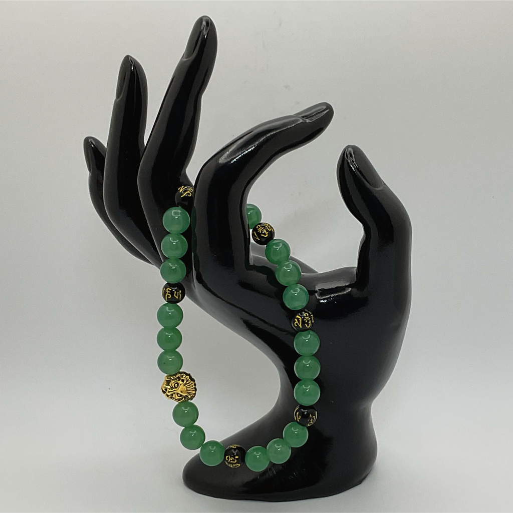 Green Chalcedony Black Agate Pixiu Lion Bracelet