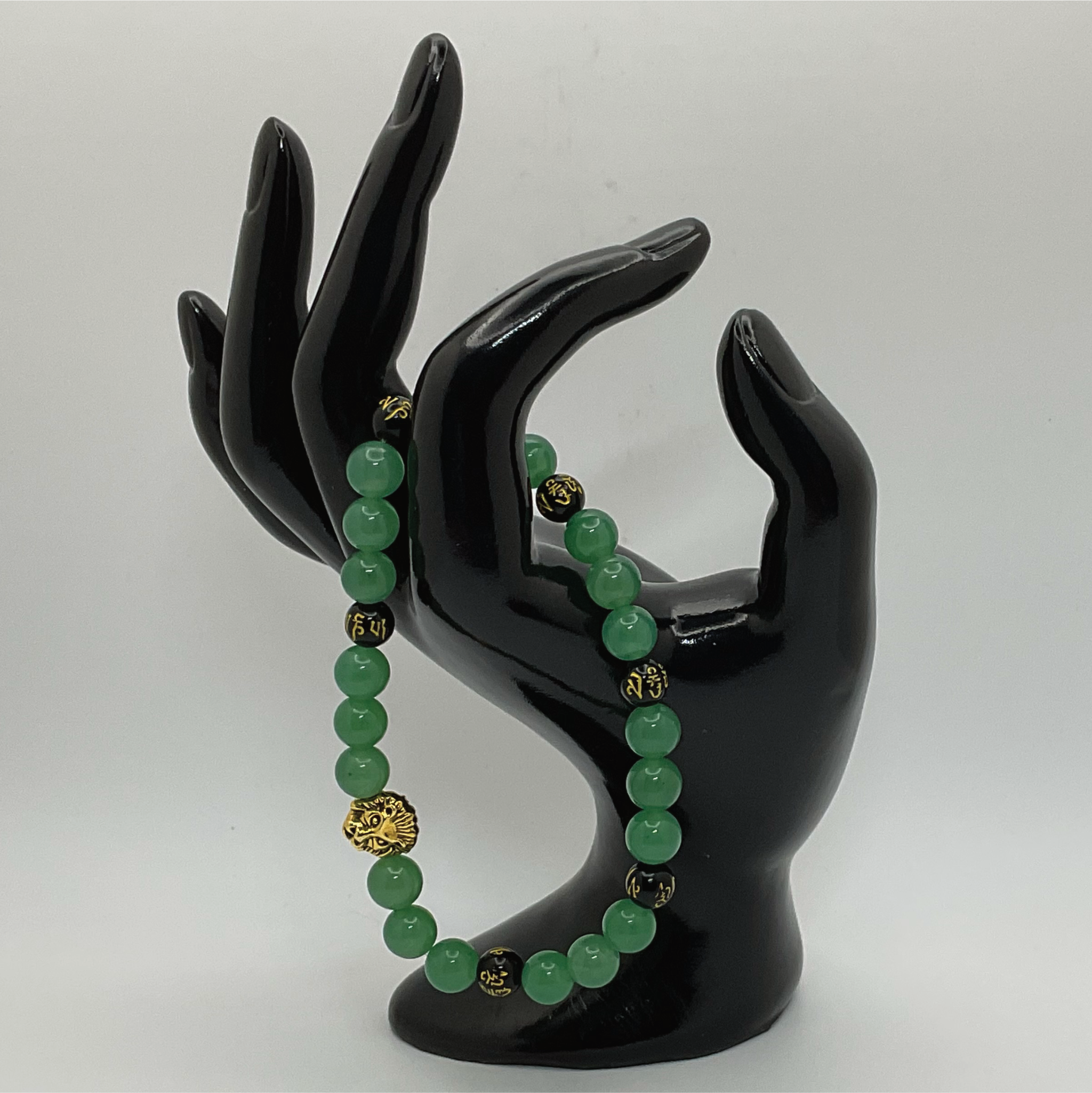 Green Chalcedony Black Agate Pixiu Lion Bracelet