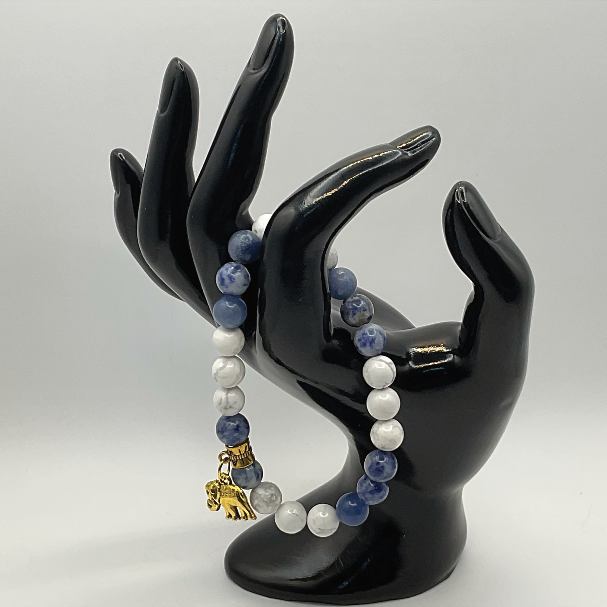 Sodalite Magnesite Elephant Charm Bracelet