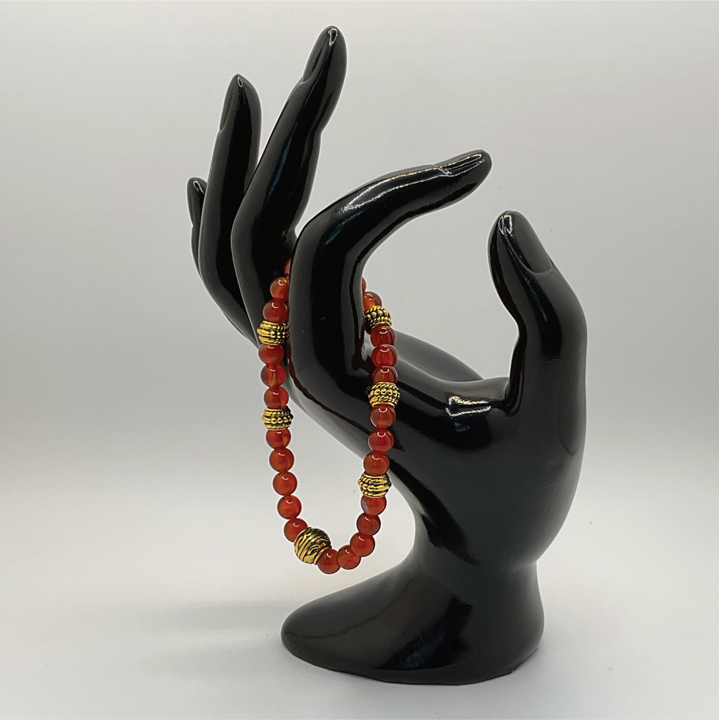 Carnelian Agate Bracelet with Gold Spacers