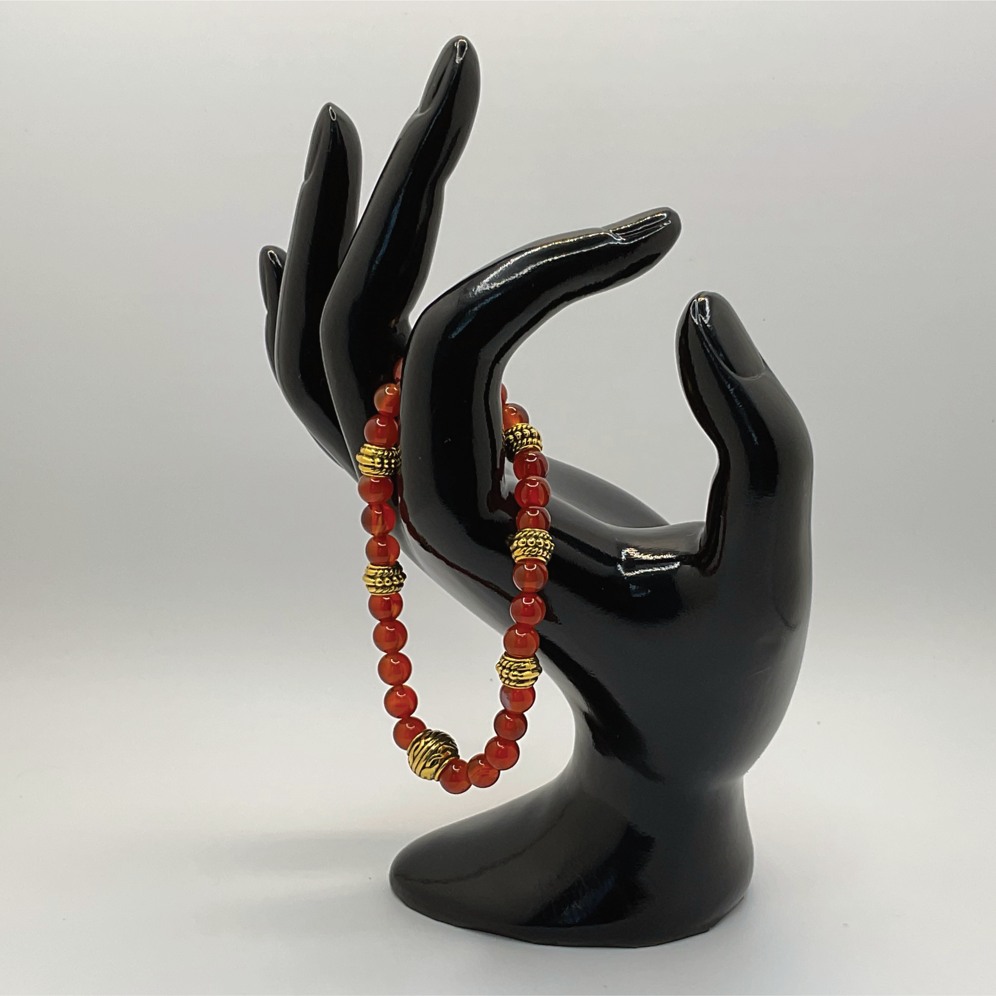 Carnelian Agate Bracelet with Gold Spacers