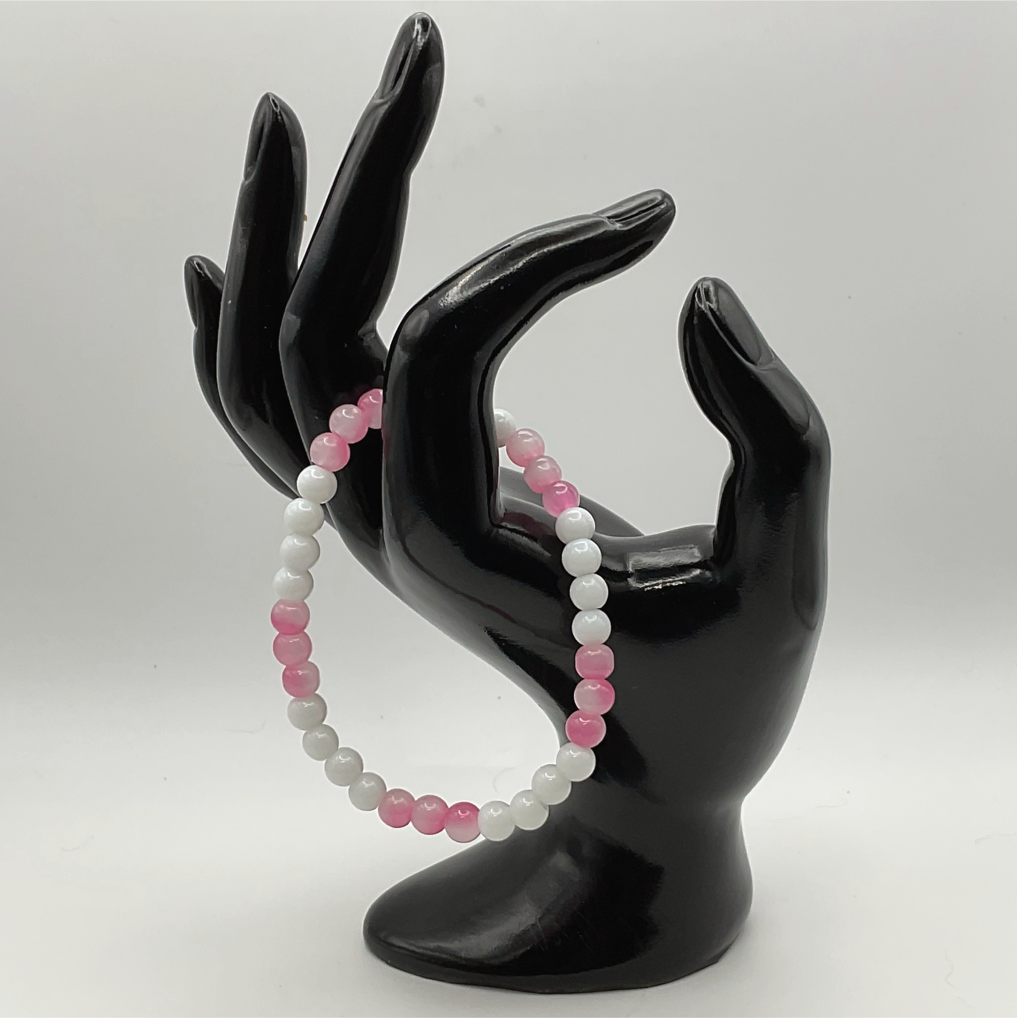 Pink White Glass Bracelet