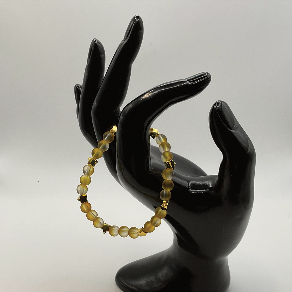 15 cm (5.9") Yellow Bracelet with Gold Star Spacers