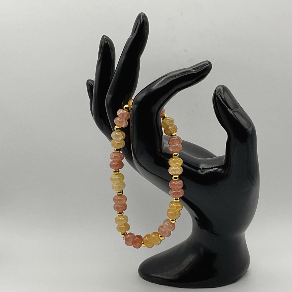 Crackle Quartz Bracelet with Gold Spacers