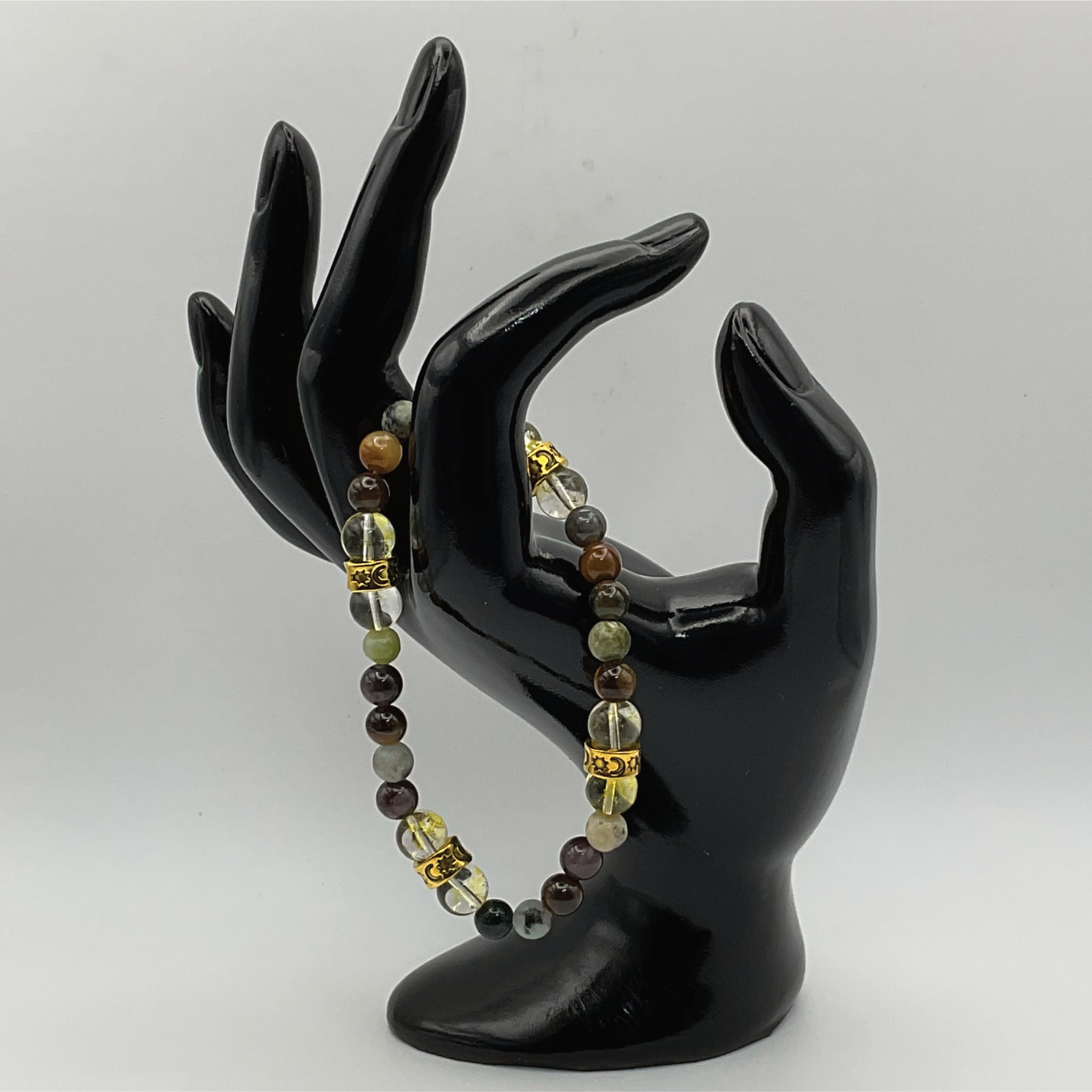 Tree Agate Citrine Bracelet with Gold Spacers