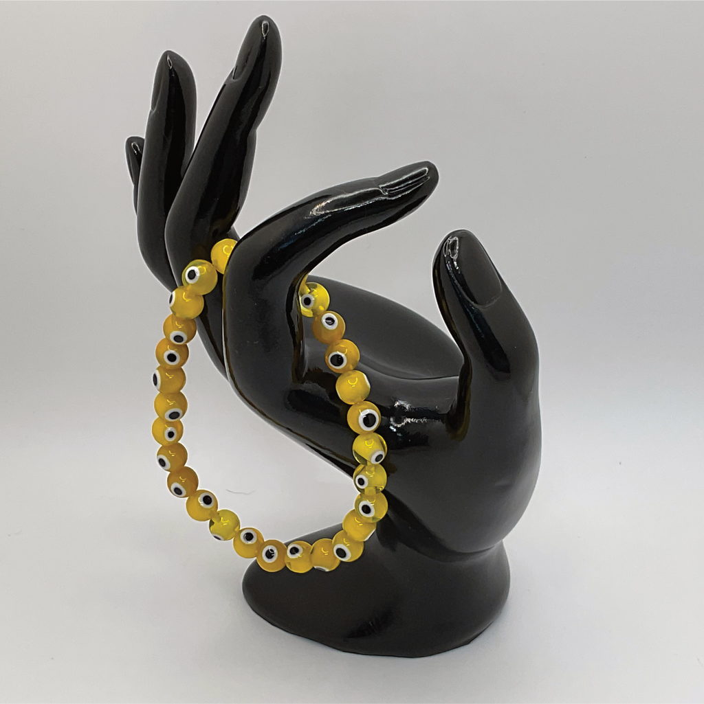Yellow Sea Glass Evil Eye Bracelet
