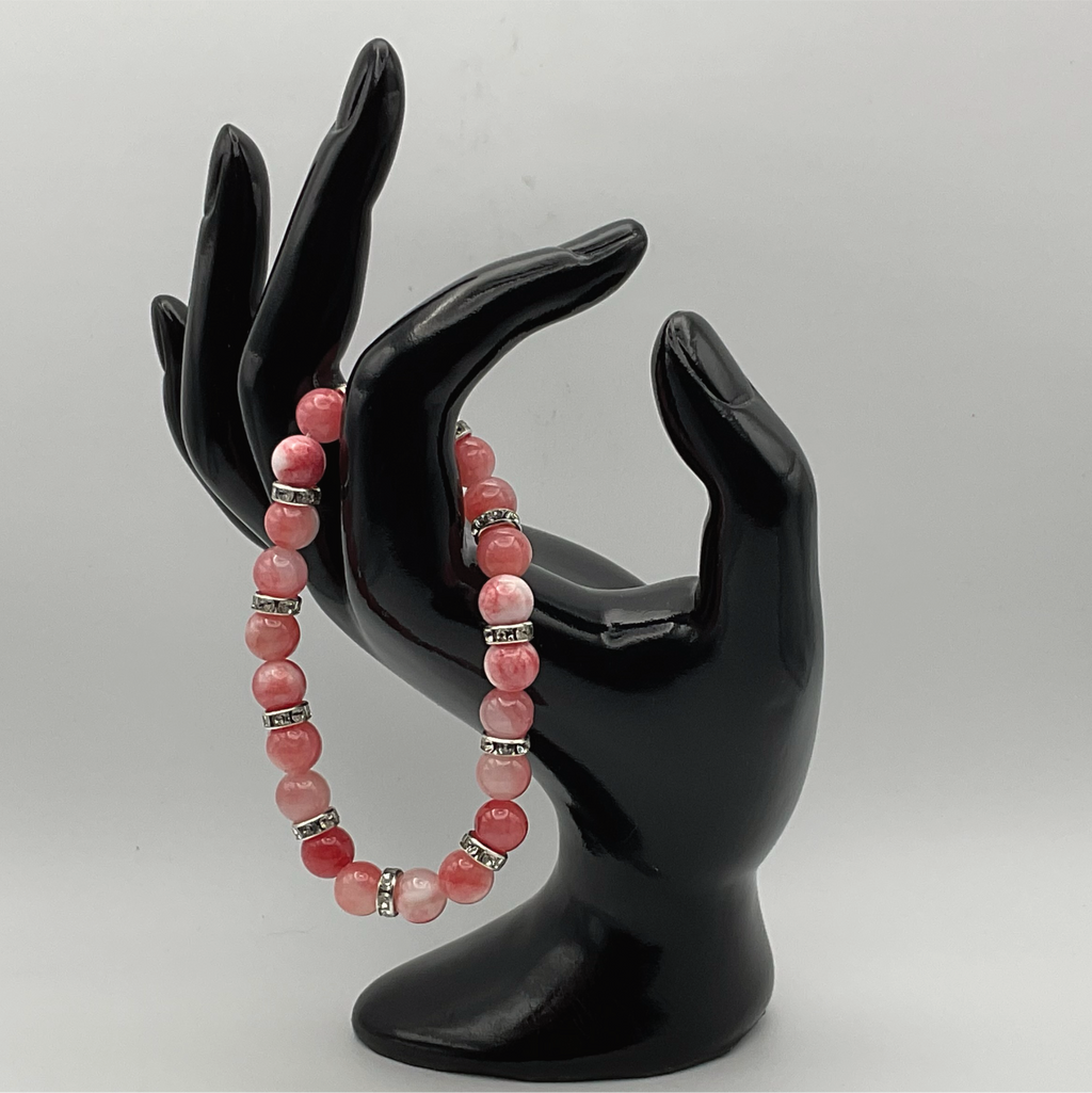 Pink Opal Bracelet with Clear Spacers