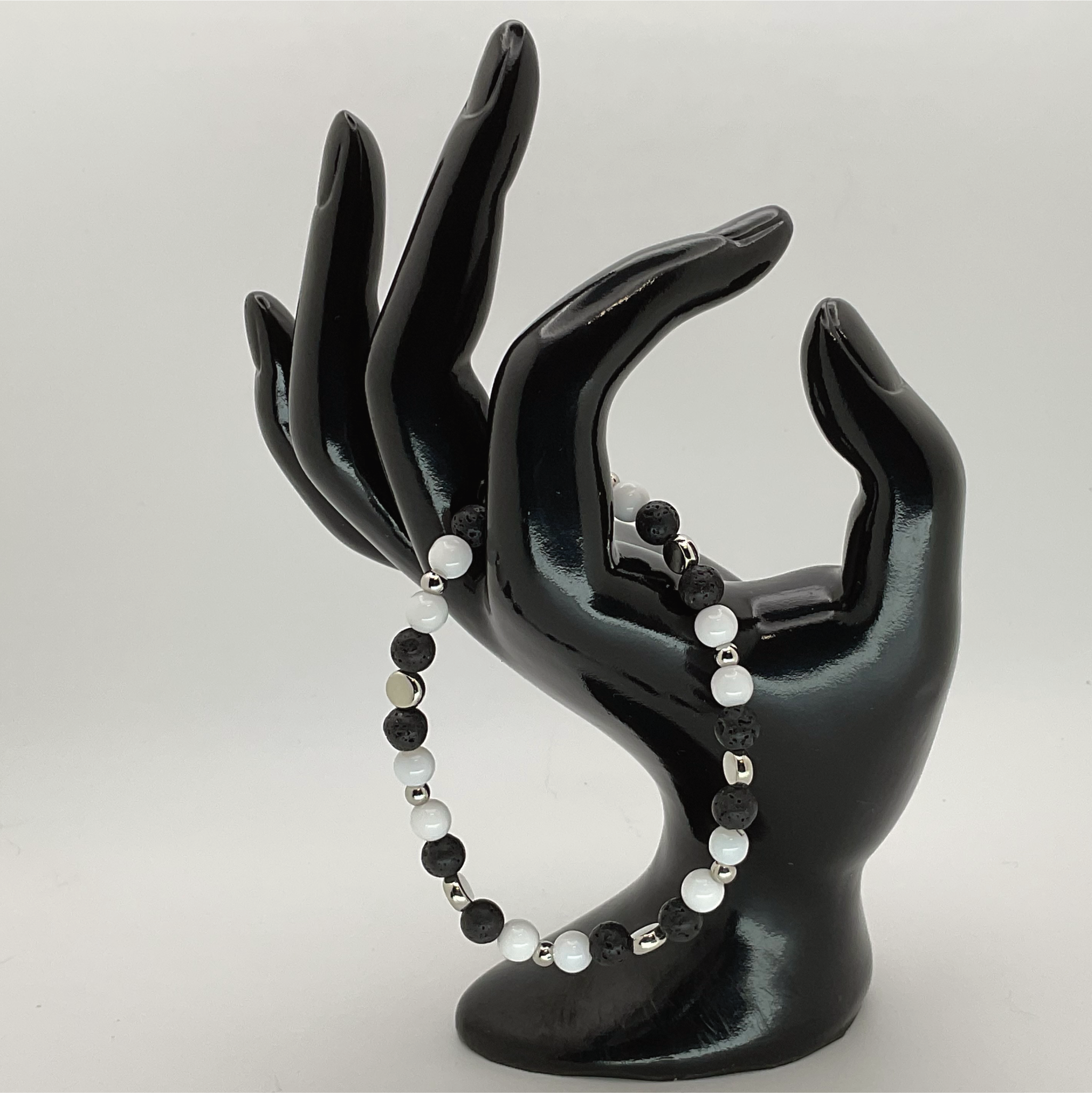 Pulsera de Magnesita Tektite con Separadores de Plata