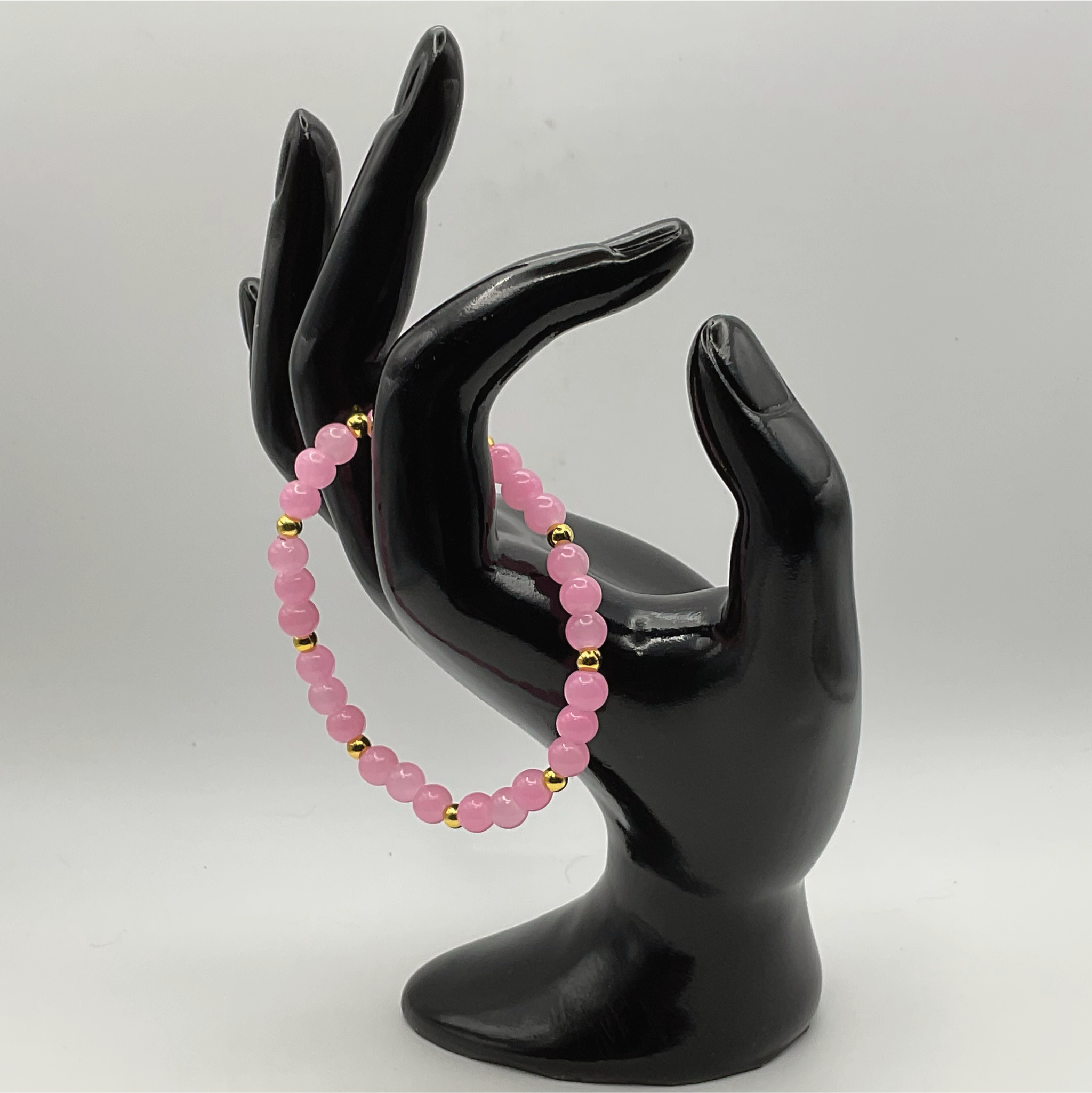 15.5 cm (6.1") Pink Bracelet with Gold Spacers