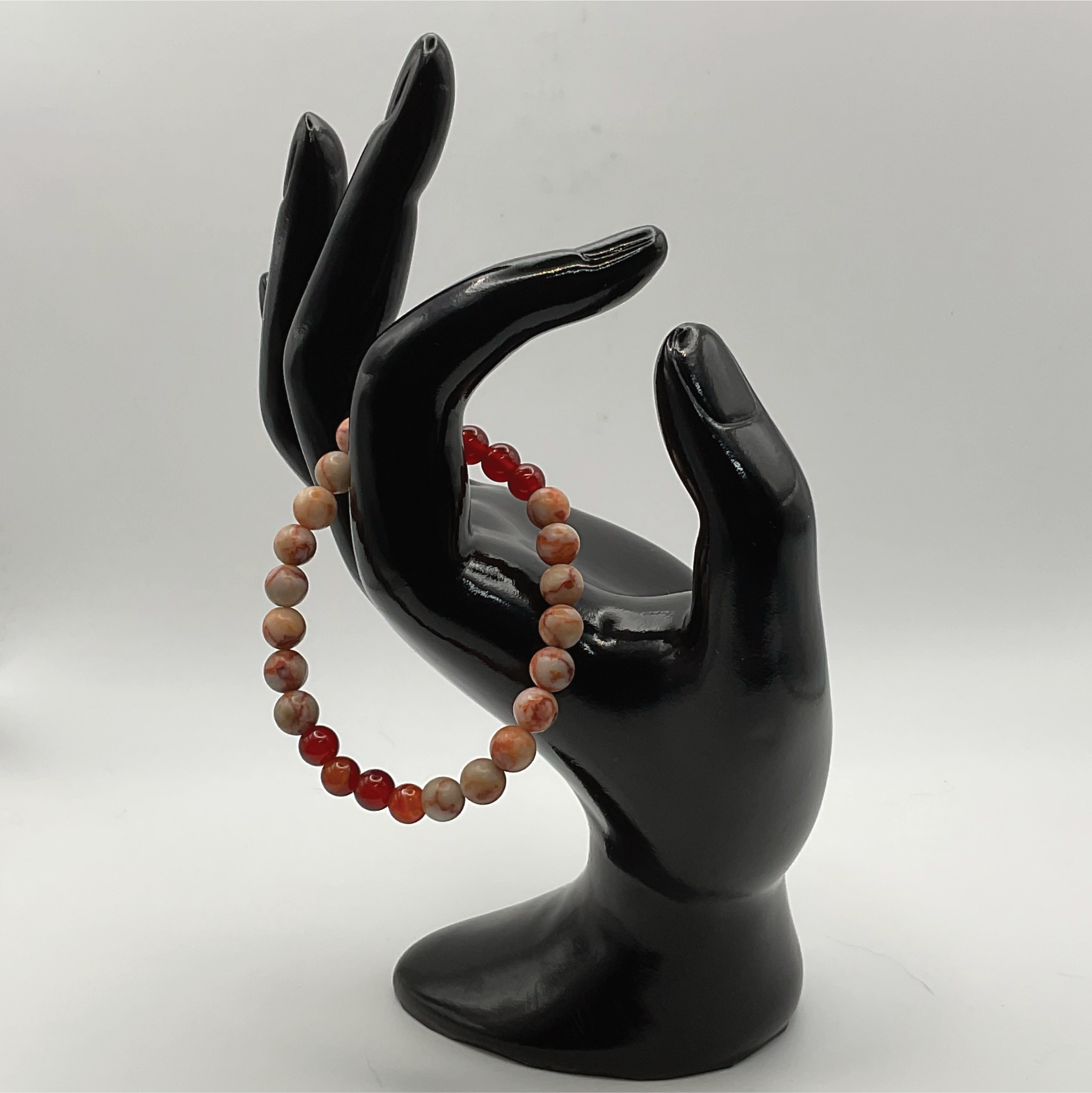 14 cm (5.5") Carnelian Agate Chalcedony Agate Bracelet