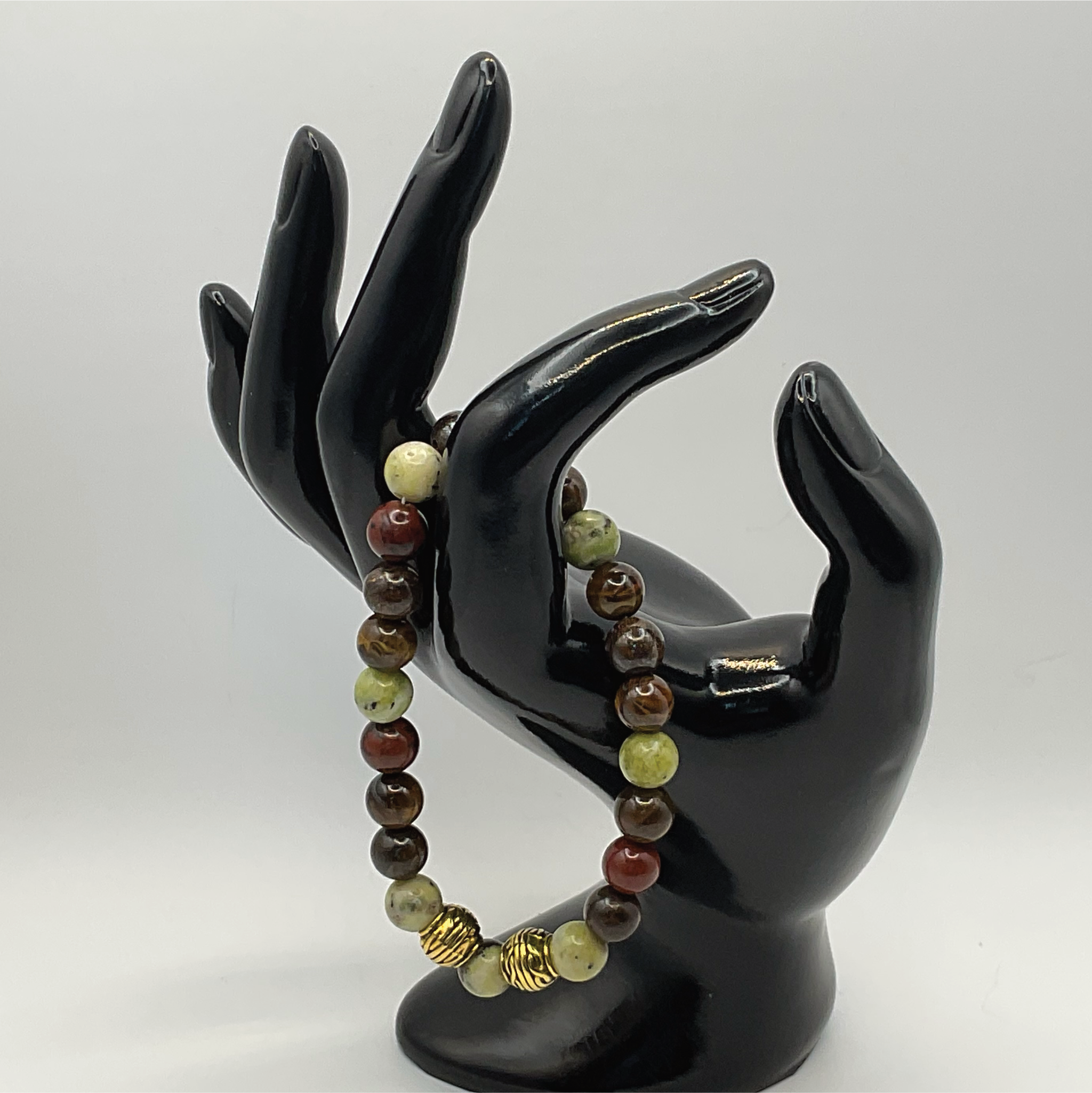 Tiger's Eye Serpentine Bracelet with Gold Tone Spacers
