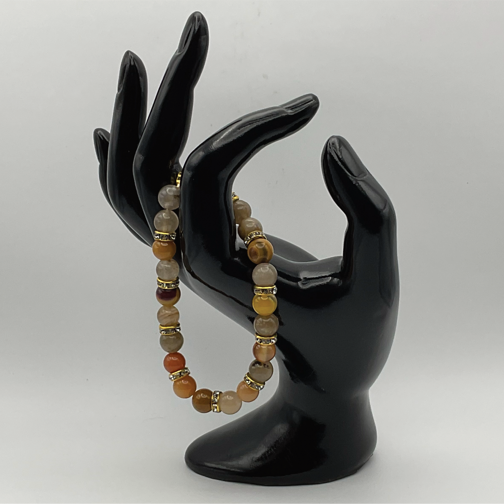 Mookaite Bracelet with Gold Tone Clear Spacers