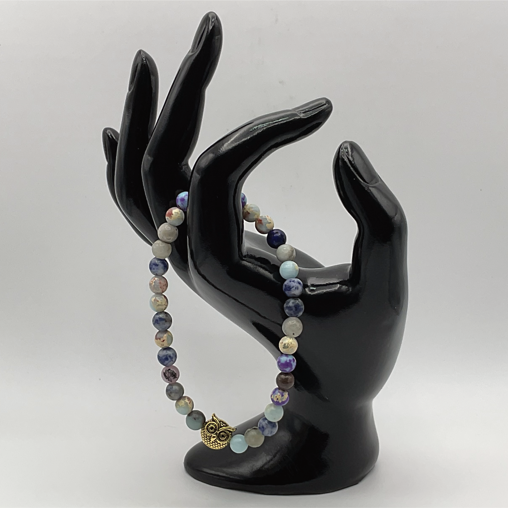 Sodalite Owl Charm Bracelet