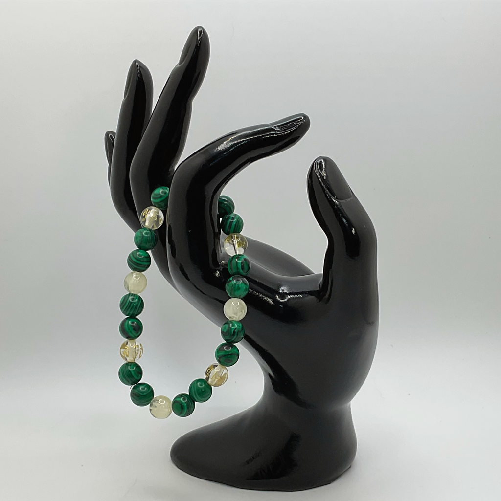 Pulsera de Pixiu transparente de Malaquita y Citrino