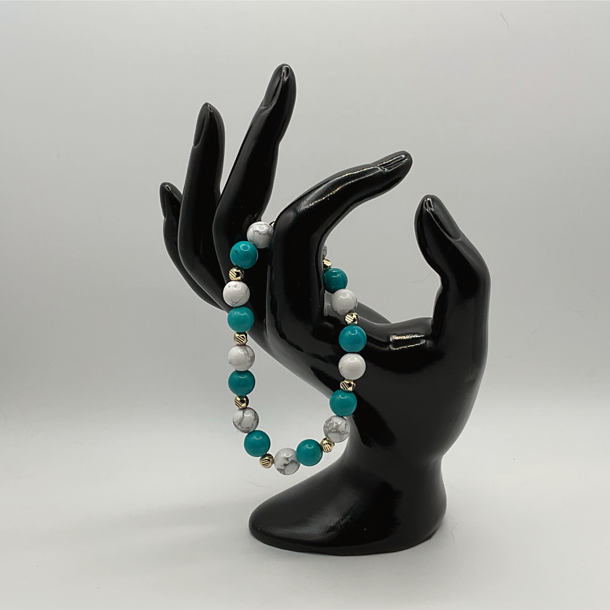 Magnesite Blue Howlite Bracelet with Gold Tone Spacers