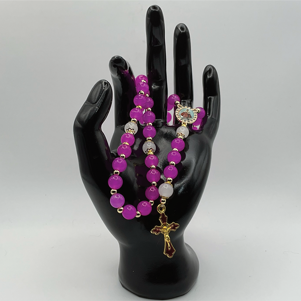 Dark and Light Pink Full 5 Decade Gold Rosary