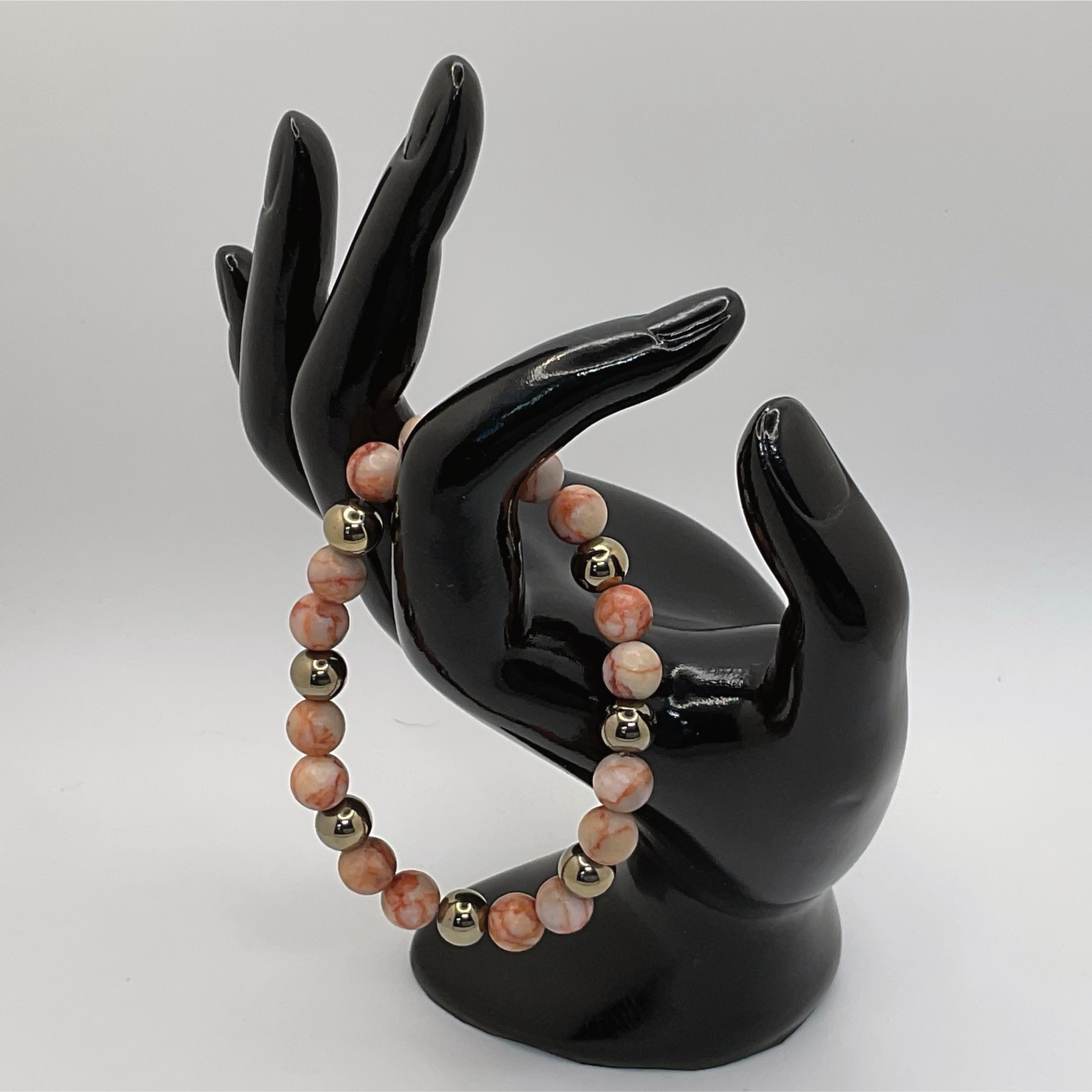 Hematite Brecciated Jasper Bracelet with Gold Spacers