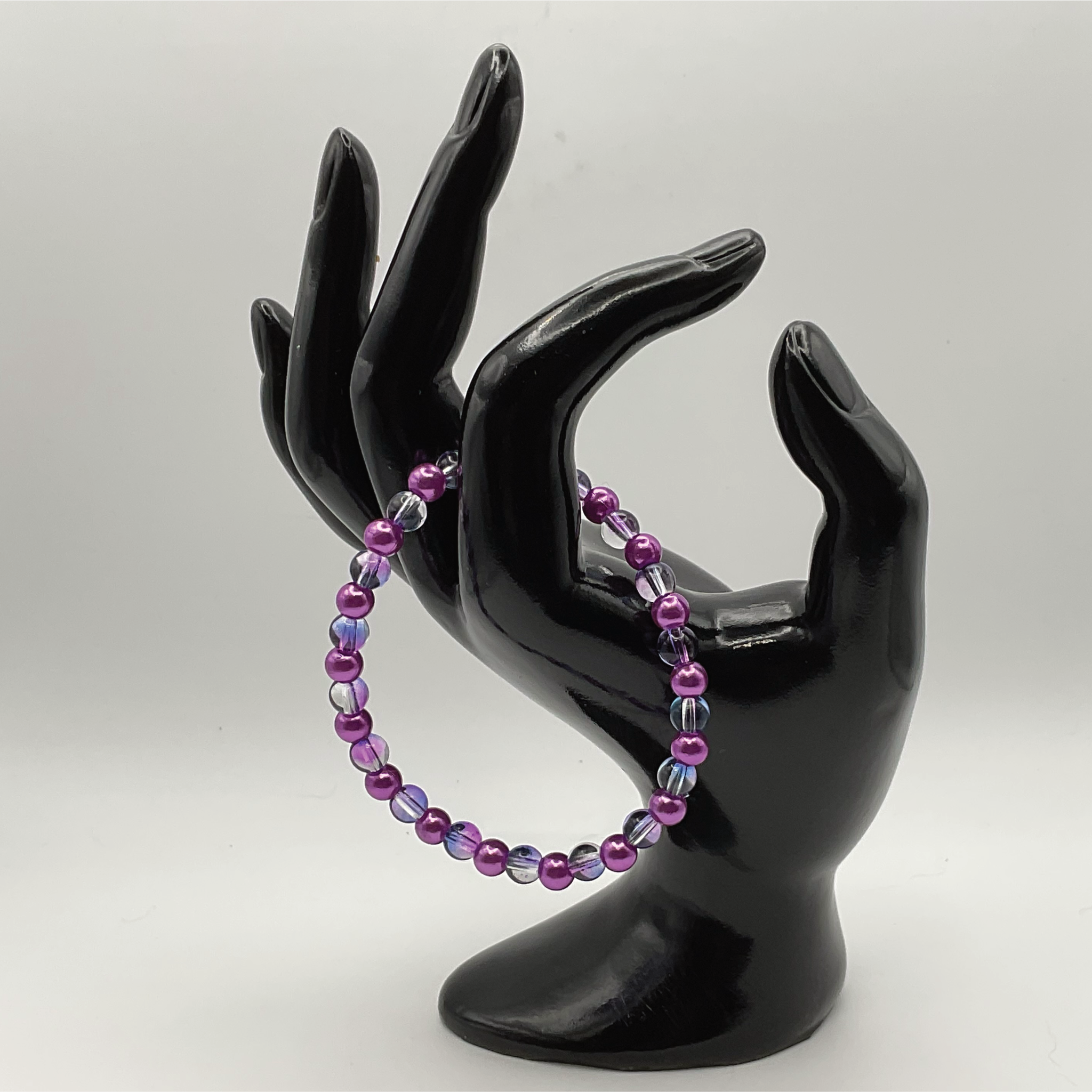 Purple and Clear Glass Bracelet