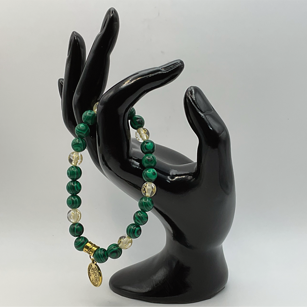 Pulsera amuleto Pixiu de malaquita