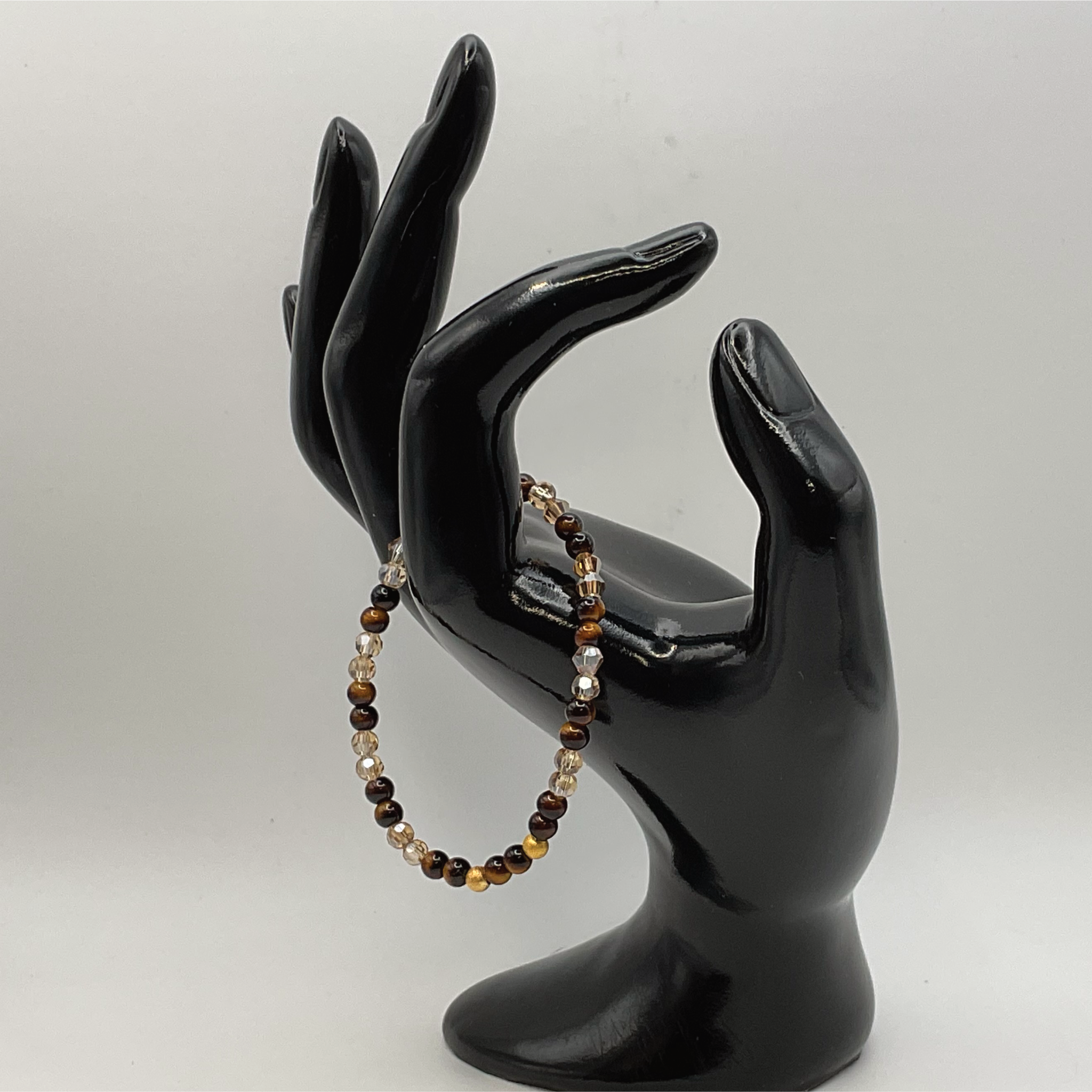 14.5 cm (5.7") Tiger's Eye Amber Crystal Bracelet with Gold Spacers