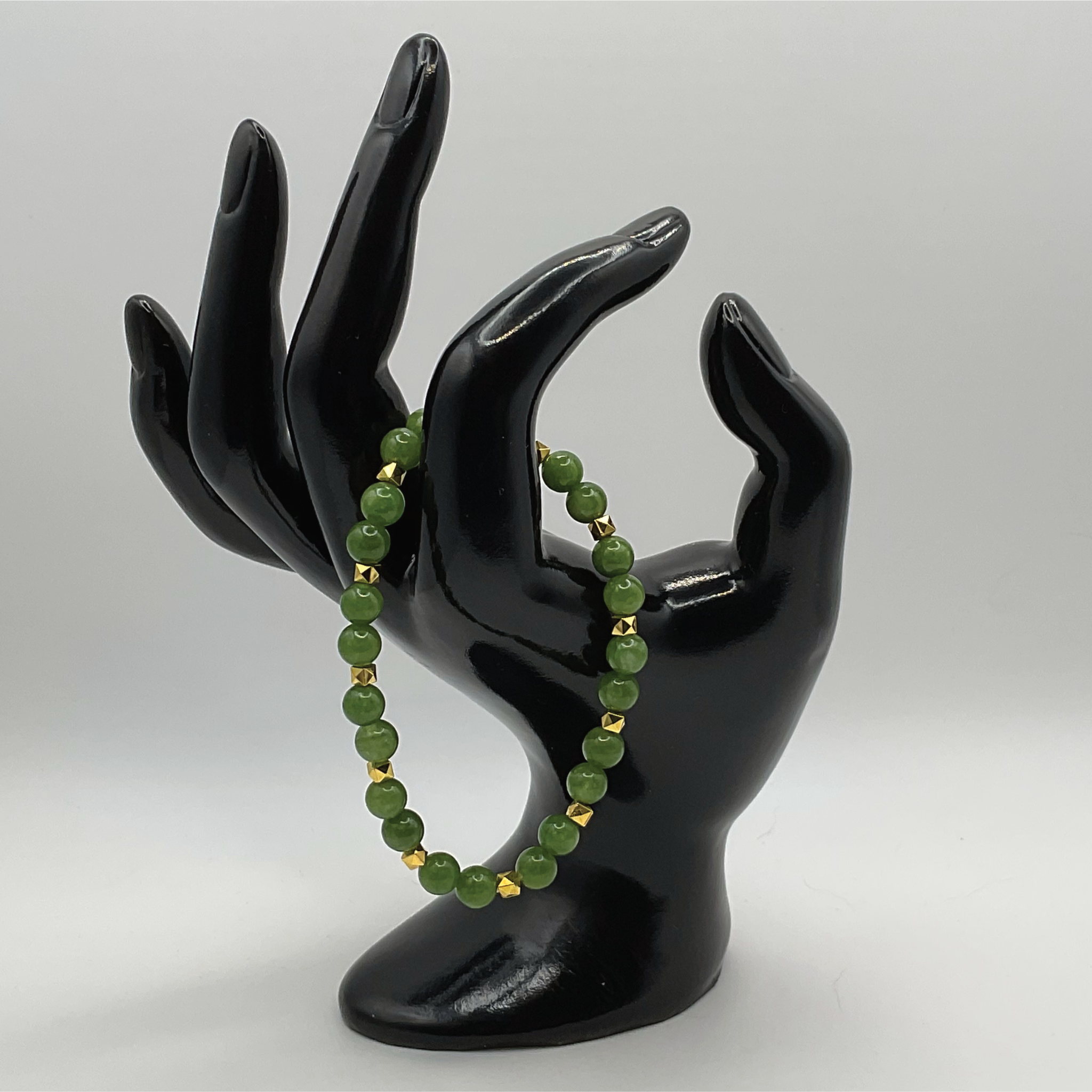 Jadeite Bracelet with Gold Tone Spacers