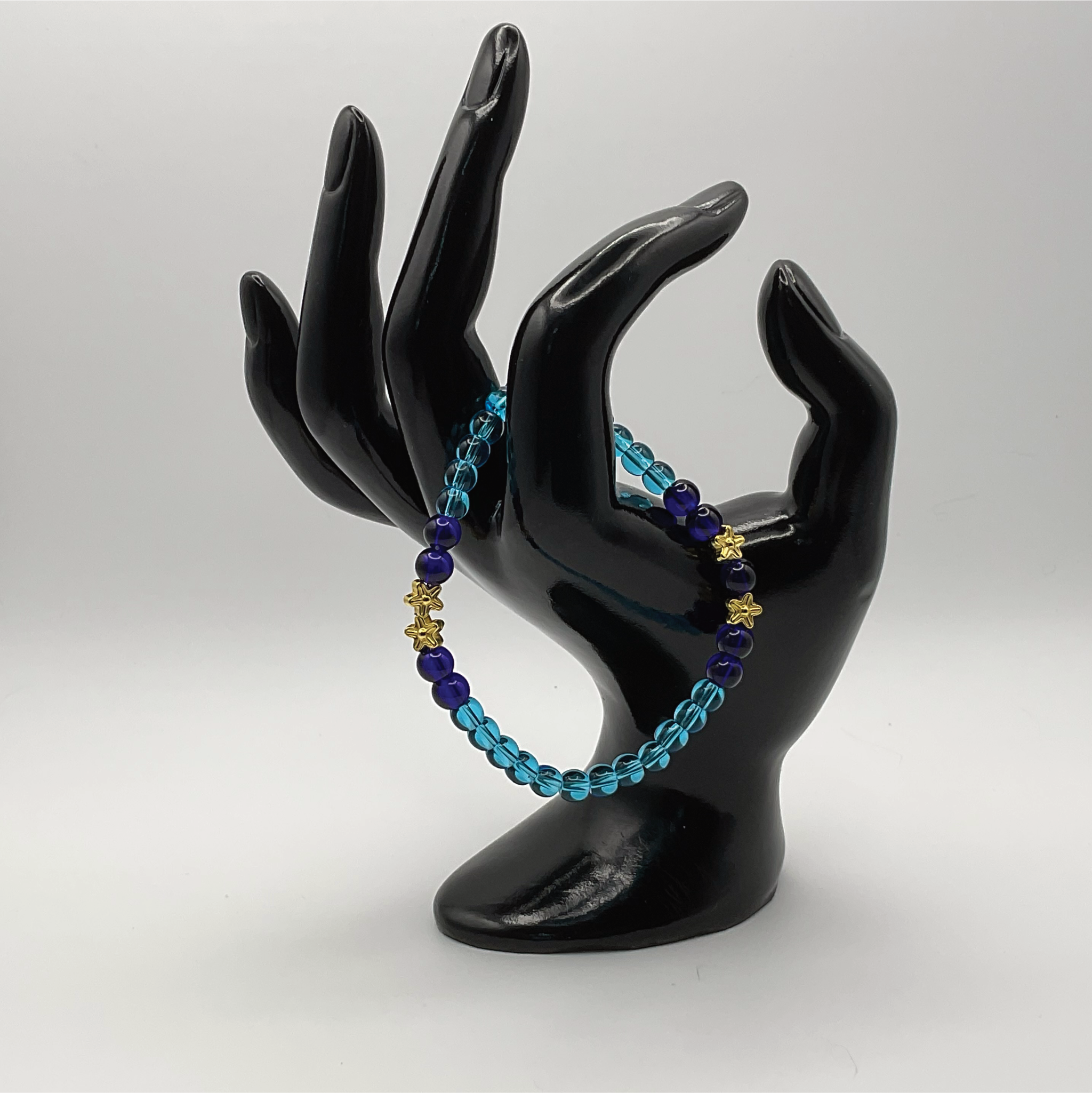 Amethyst Blue Sea Glass Bracelet with Gold Tone Spacers