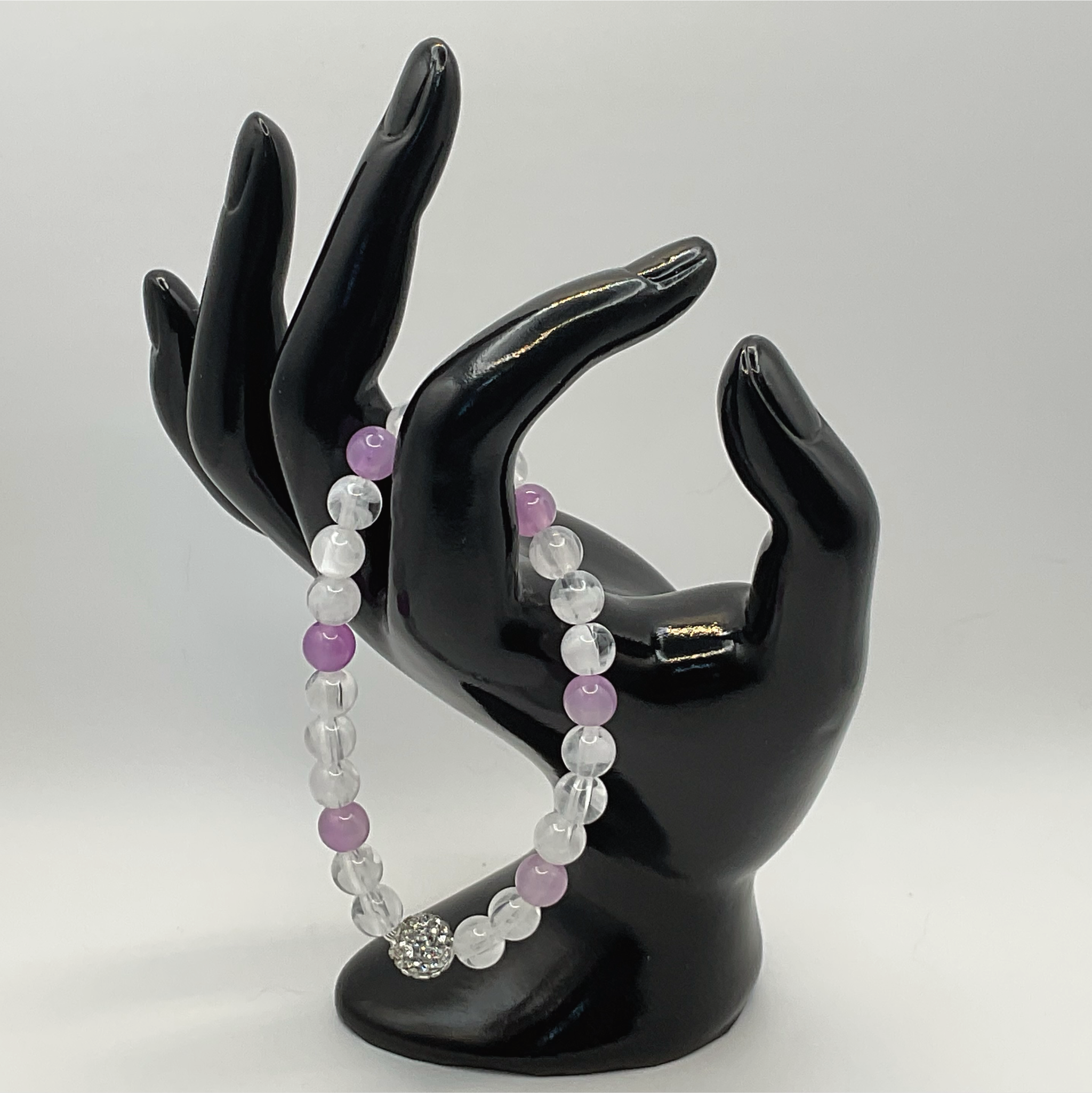 Milky Quartz Rose Quartz Bracelet with Silver Tone Spacers