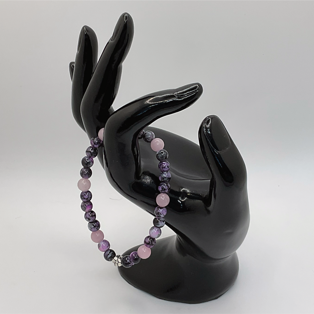 Amethyst Pink Quartz Bracelet with a Silver Spacer