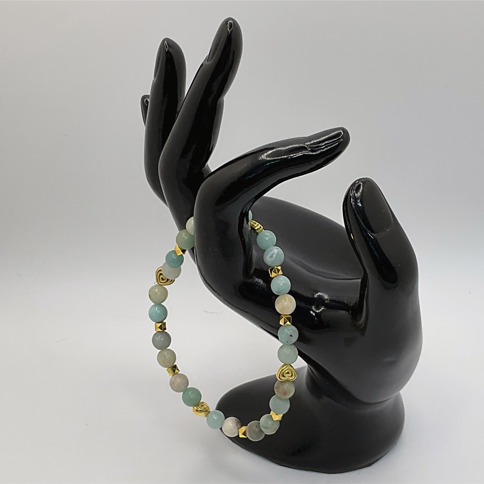 Prehnite Bracelet with Gold Spacers
