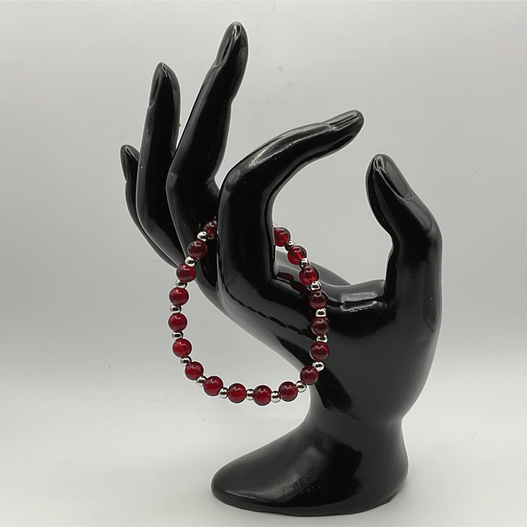 14.5 cm (5.7") Claret Bracelet with Silver Spacers