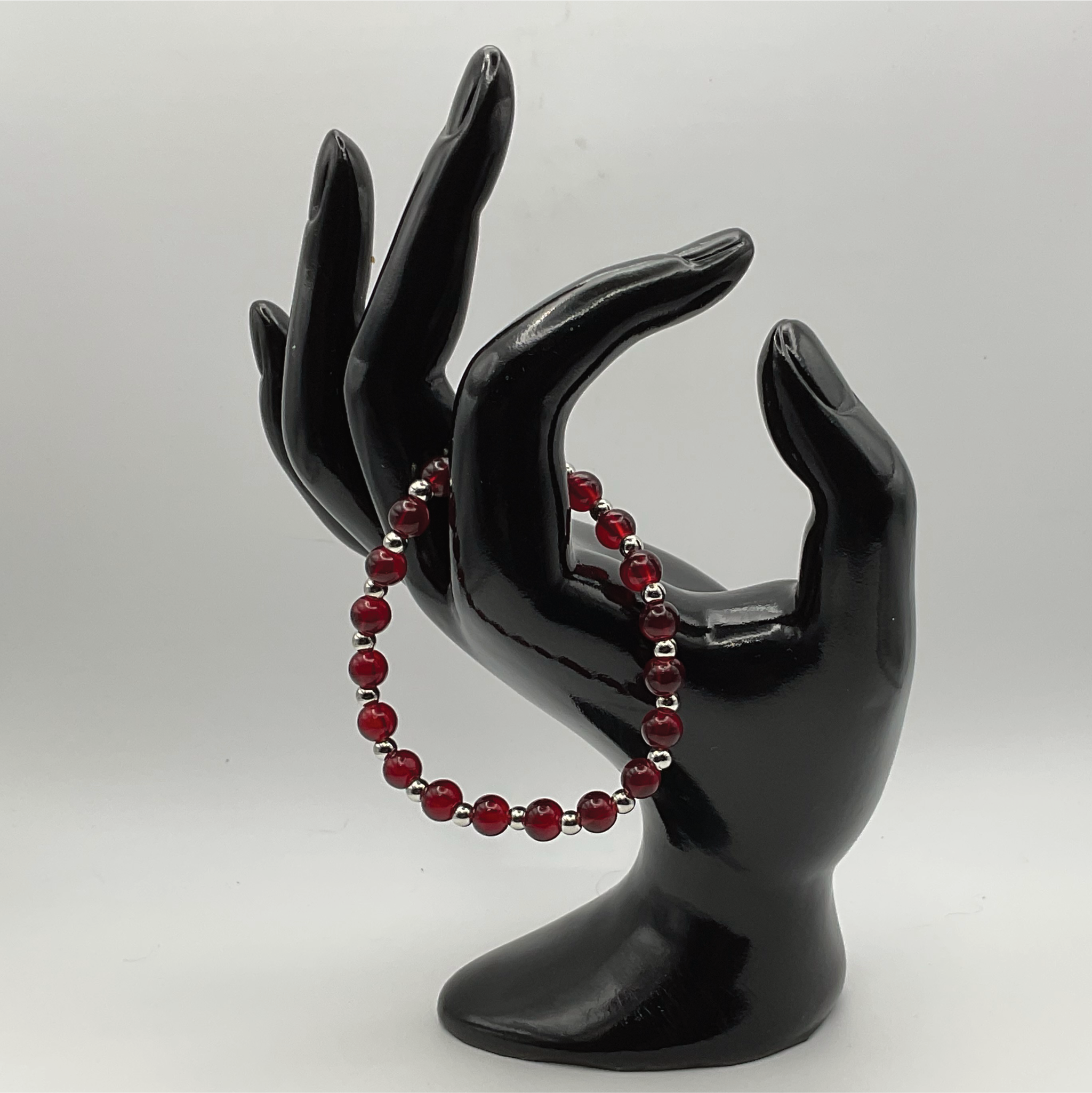 14.5 cm (5.7") Claret Bracelet with Silver Spacers