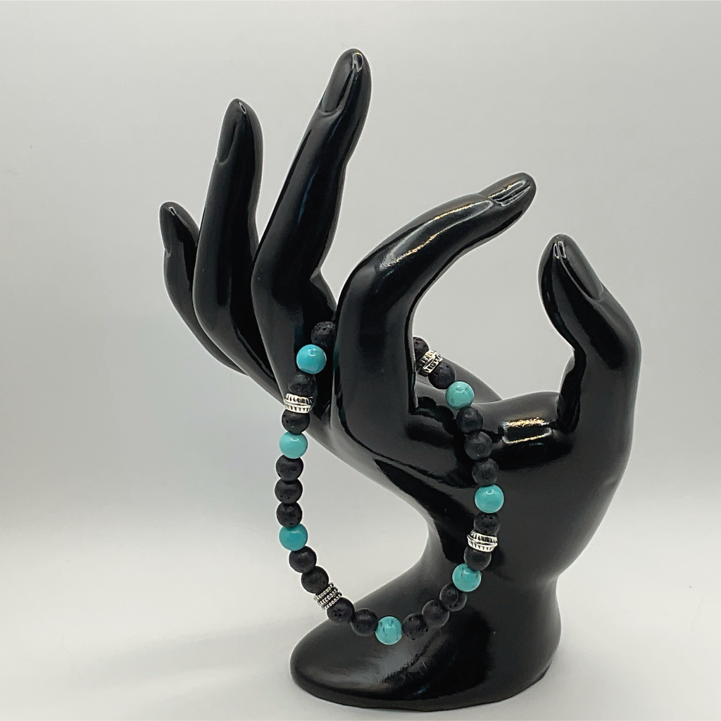 Tektite Blue Howlite Bracelet with Silver Spacers