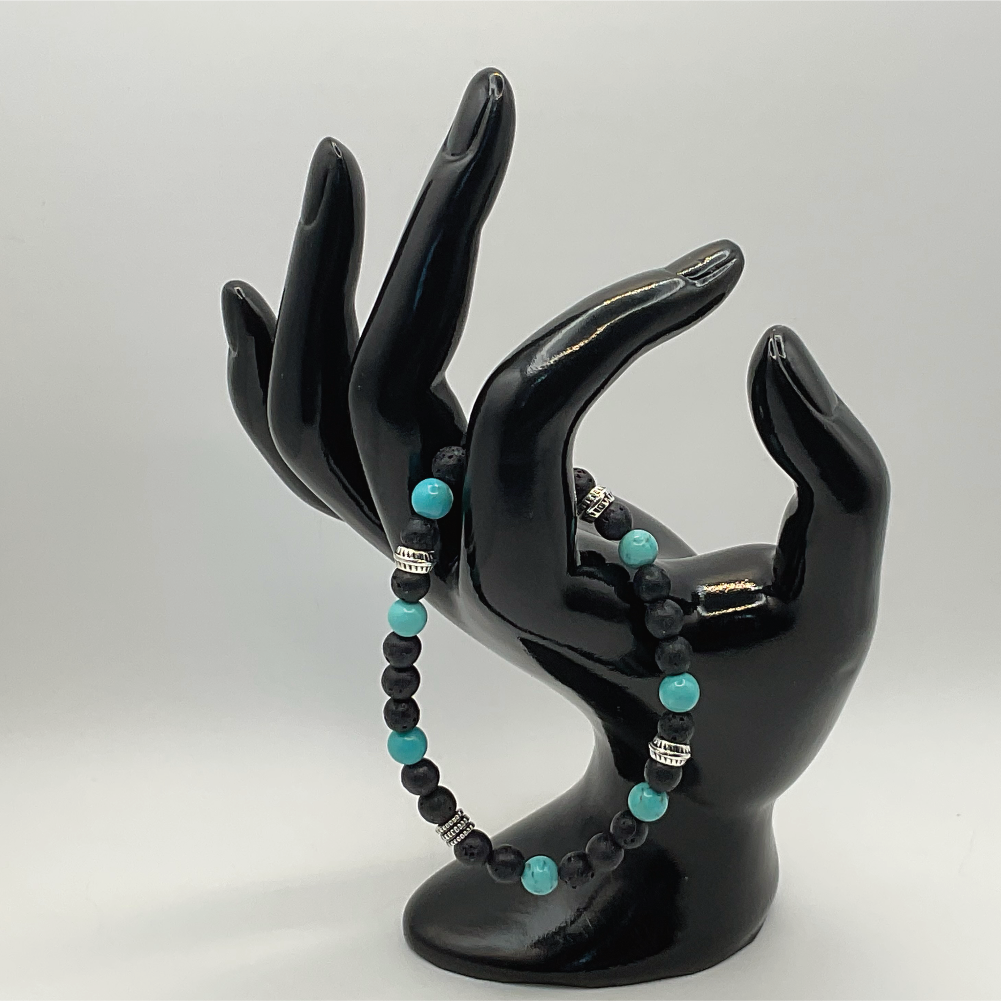 Tektite Blue Howlite Bracelet with Silver Spacers
