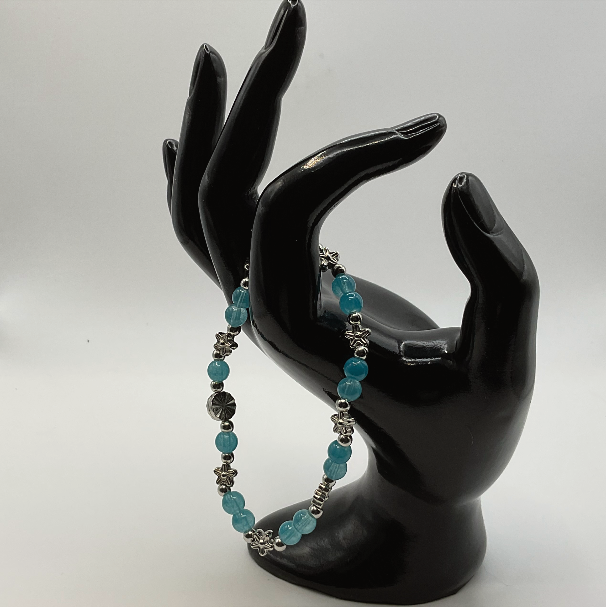 Blue Silver Stars Glass Bracelet