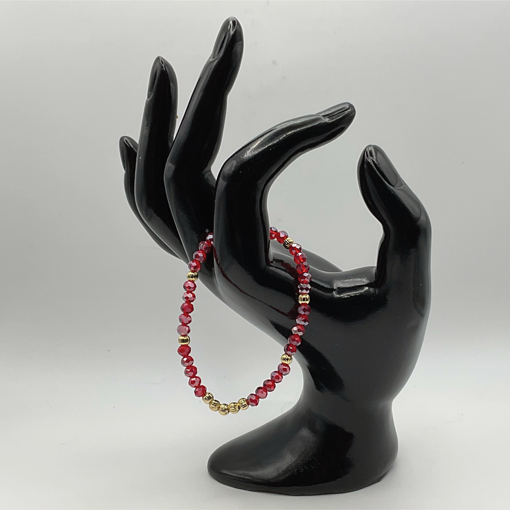 14.5 cm (5.7") Red Bracelet with Gold Spacers