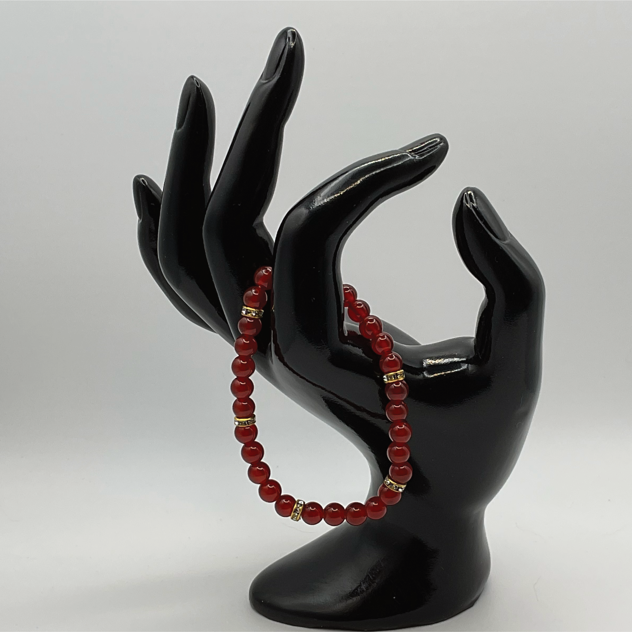 Carnelian Agate Bracelet with Gold Tone Spacers