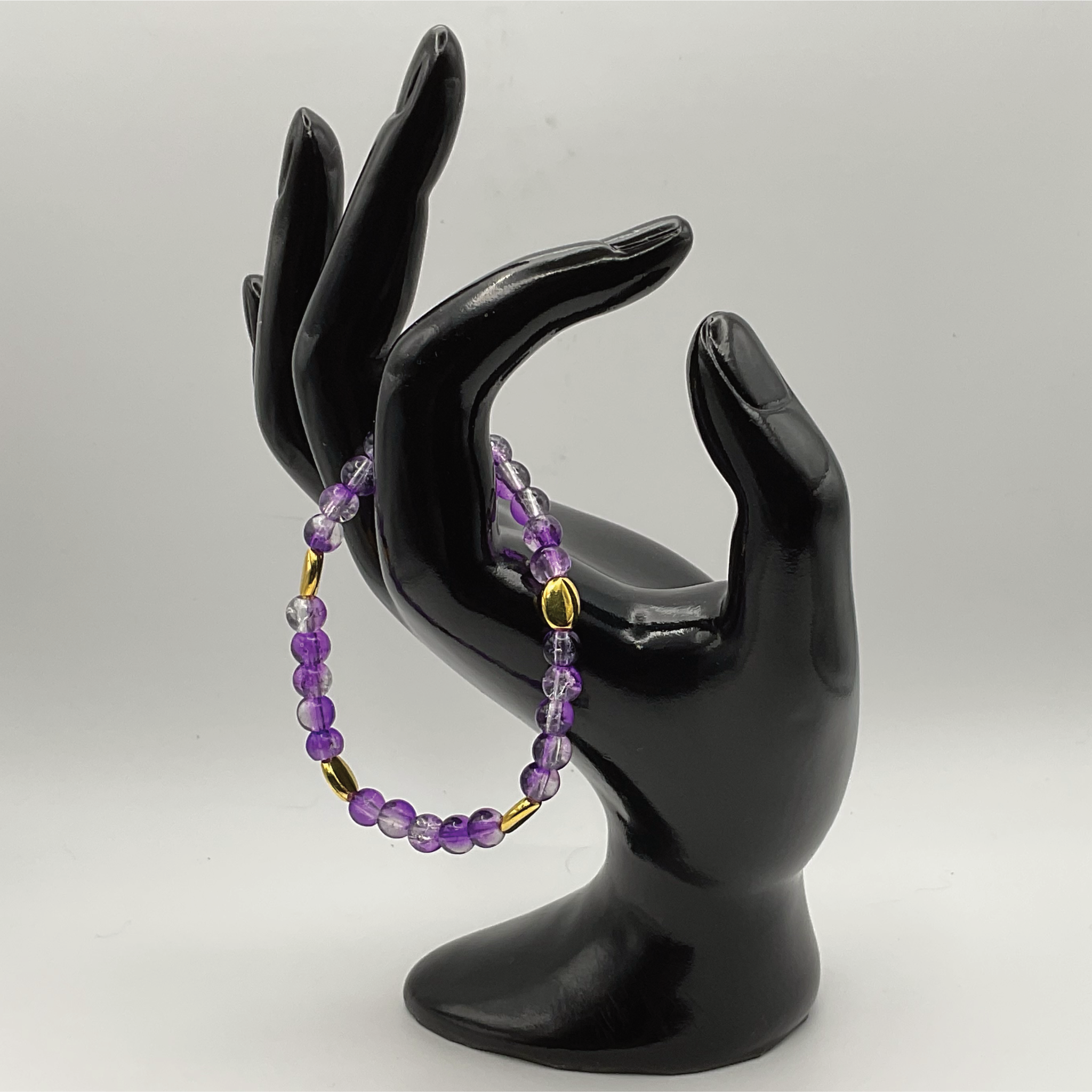 15.5 cm (6.1") Purple Bracelet with Gold Oval Spacers