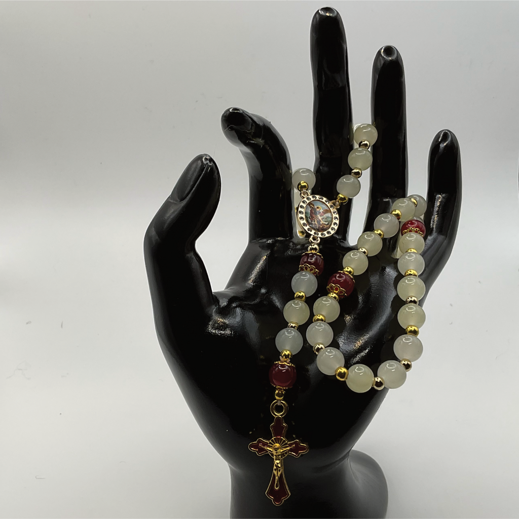 Light Yellow Red Full 5 Decade Gold Rosary
