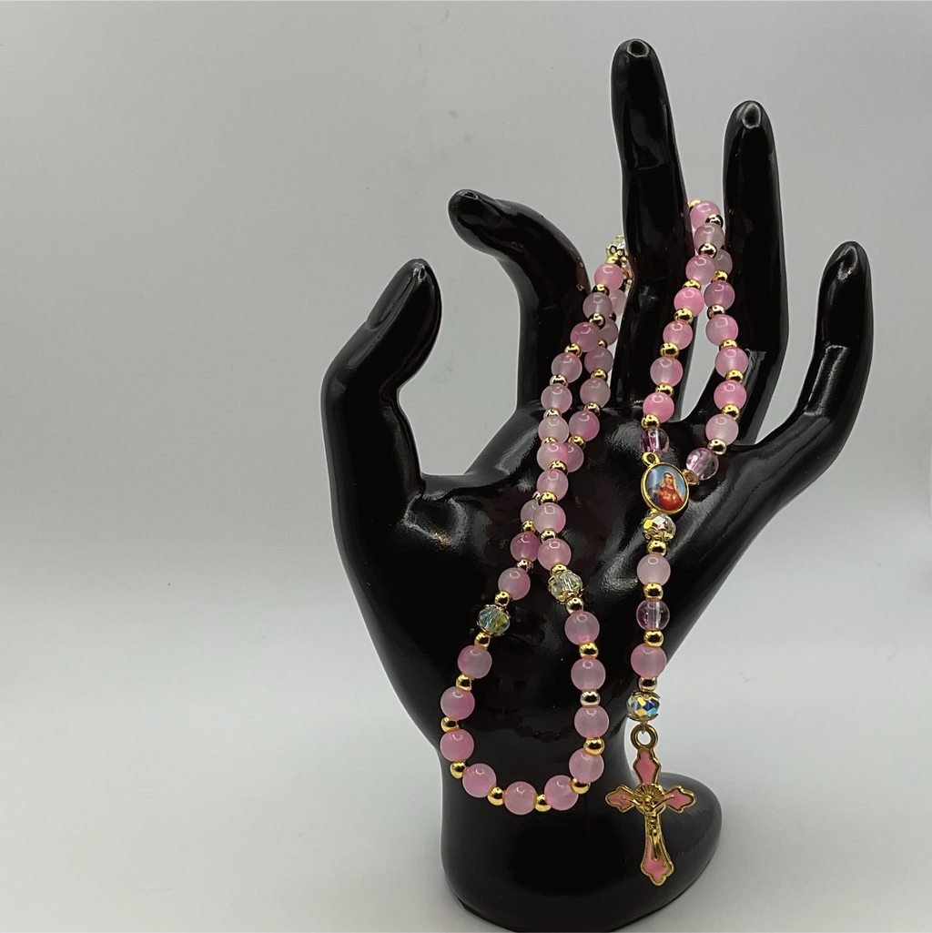 Pink Gold Small Full 5 Decade Gold Rosary
