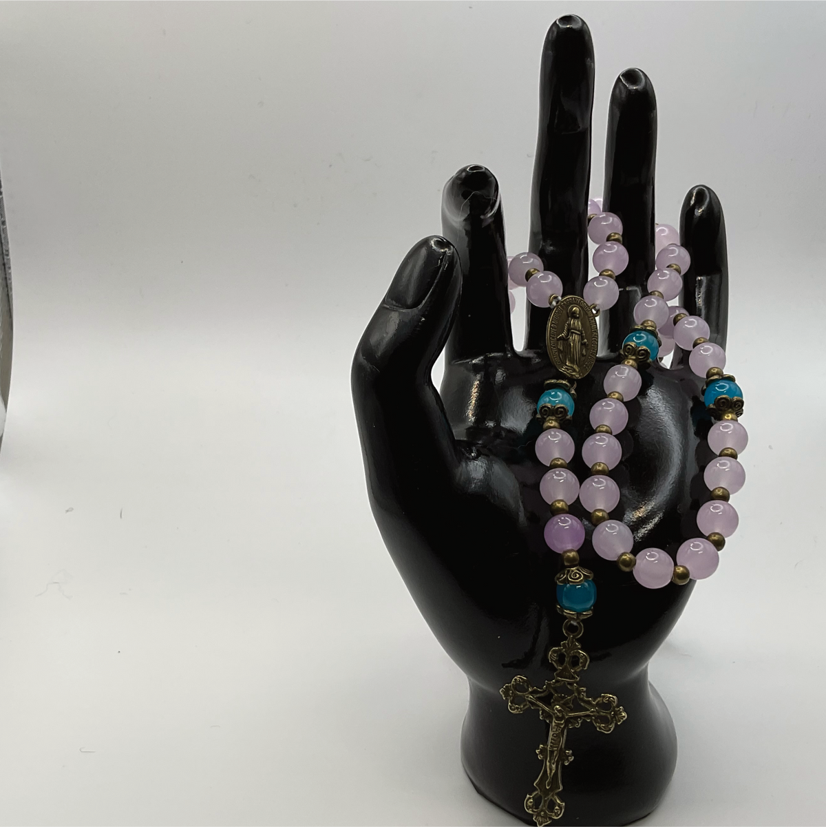 Lilac Aqua Full 5 Decade Bronze Rosary