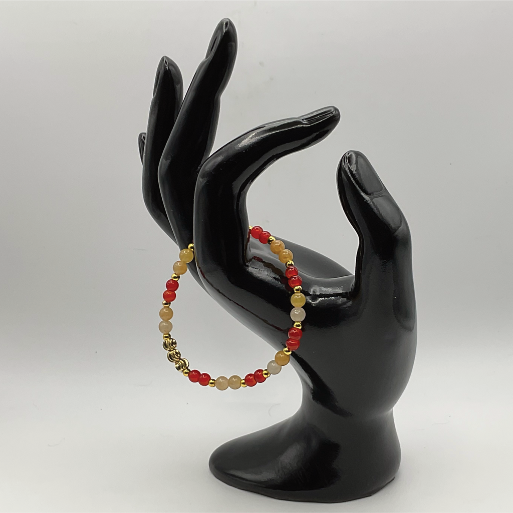 14 cm (5.5") Multi-Color Orange Bracelet with Gold Spacers