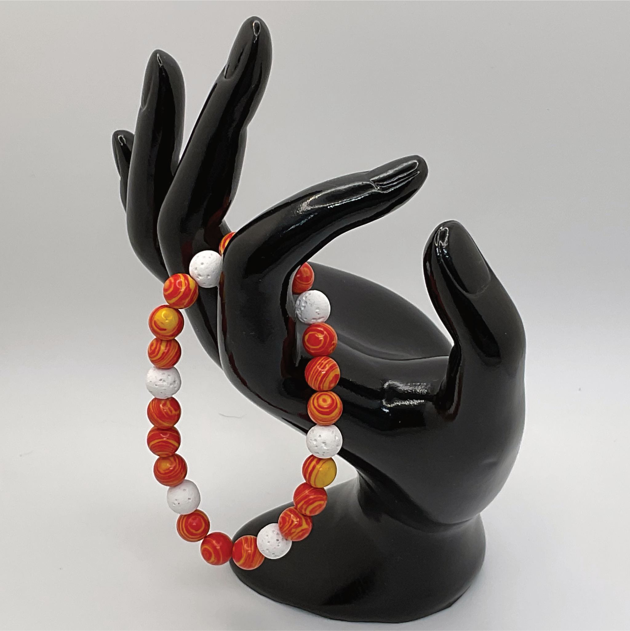Orange Sea Glass Okenite Bracelet