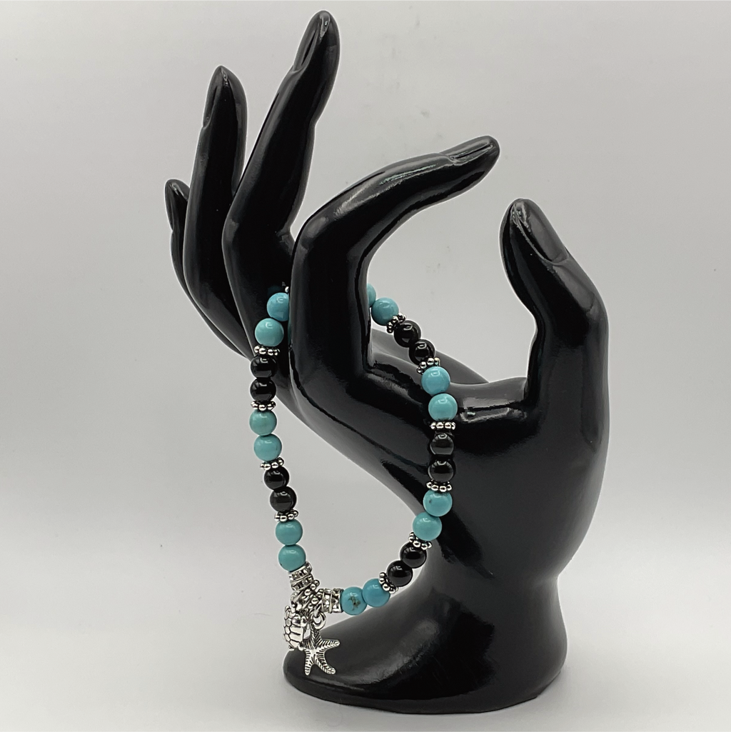 Turquoise Onyx "Under the Sea" Bracelet with Silver Spacers