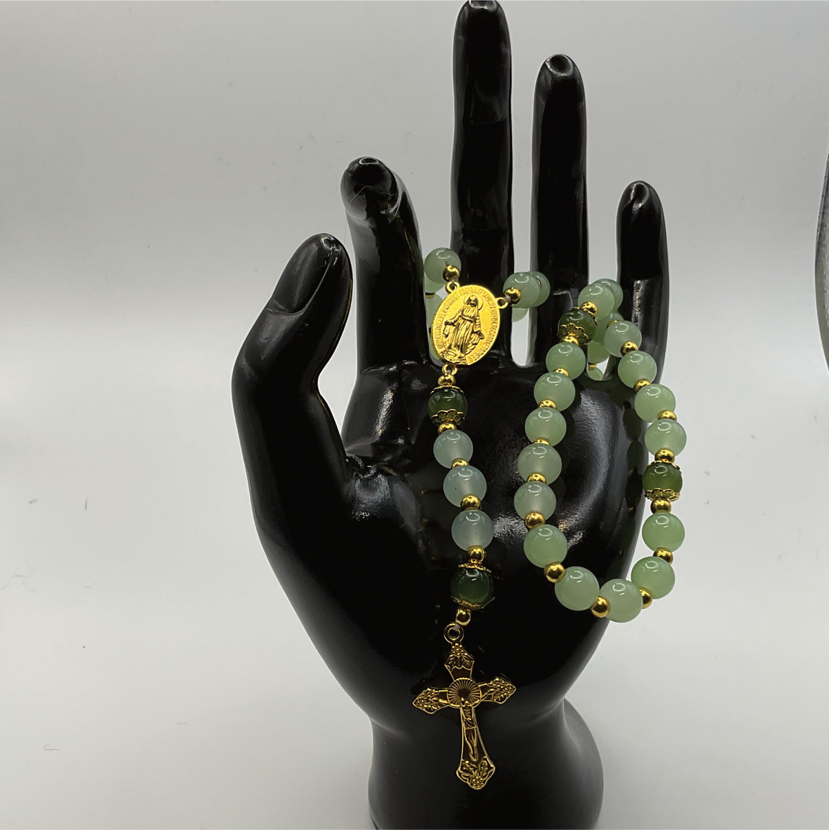 Green Dark Green Full 5 Decade Gold Rosary