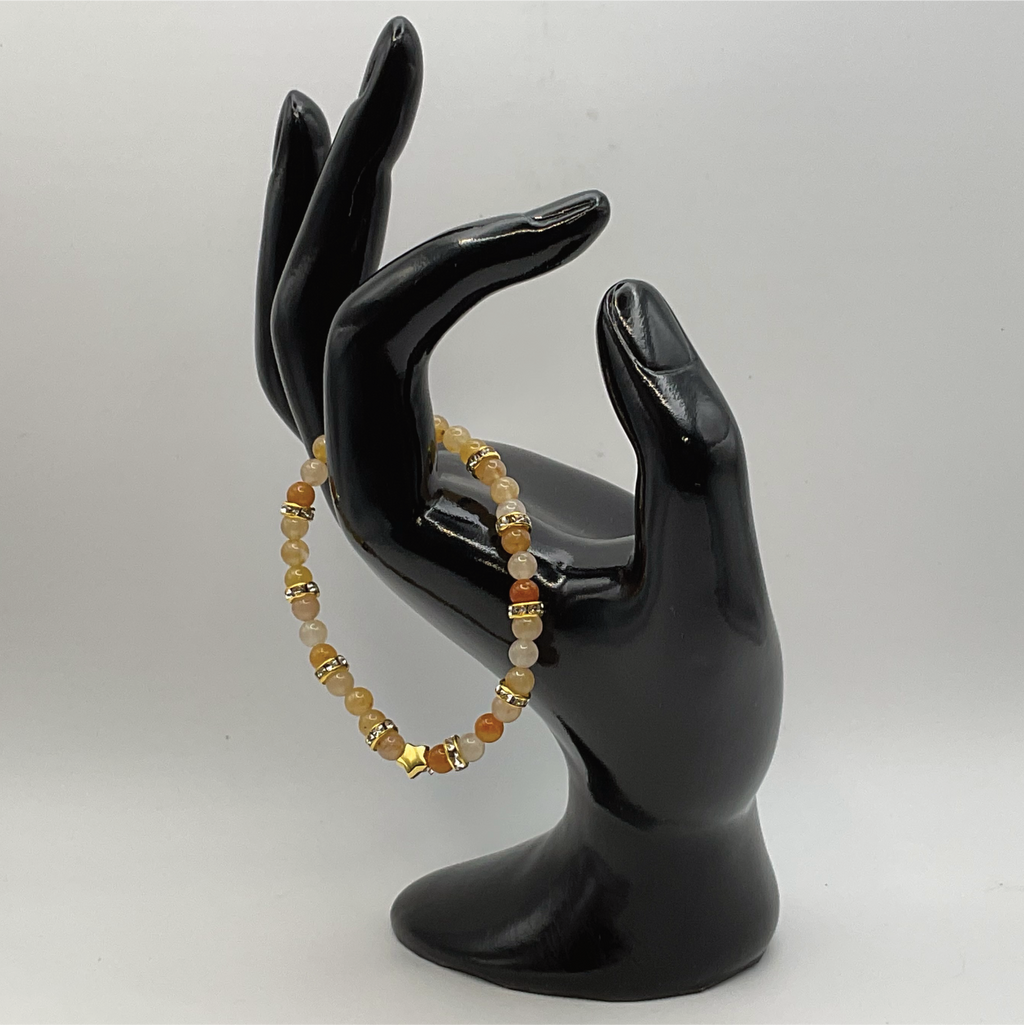 14 cm (5.5") Oriental Agate Bracelet with Crystal Spacers and Gold Star